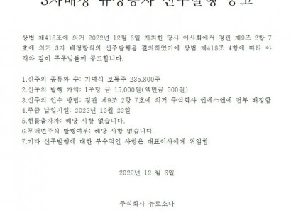 3자배정 유상증자 신주발행 공고.JPG